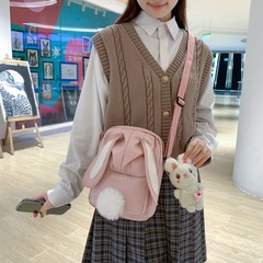 可愛卡通兔子包包2023新款日系ins帆布單肩包少女軟妹學生斜挎包