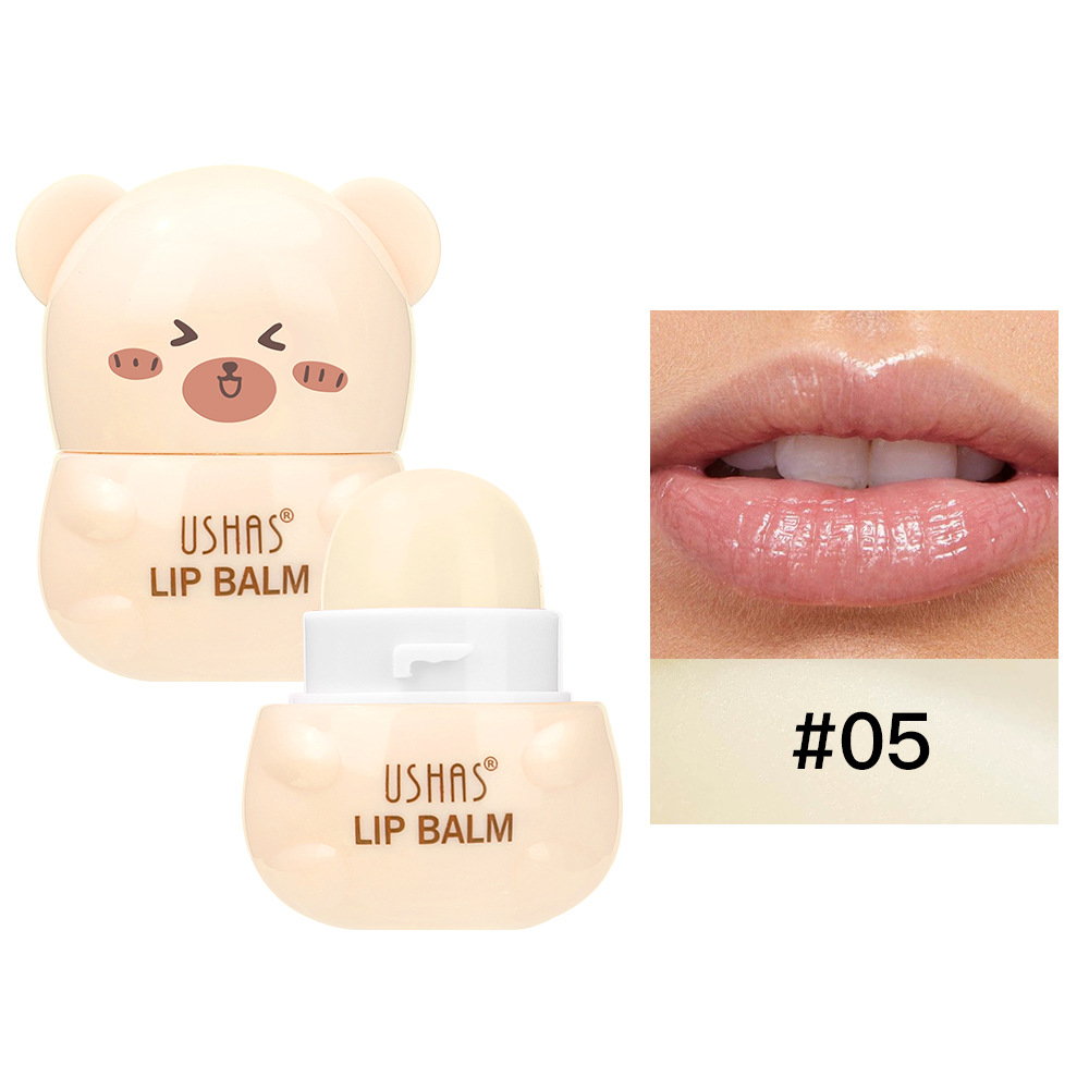 USHAS Bálsamo labial de punto transfronterizo europeo y americano Bálsamo labial hidratante y nutritivo Bálsamo labial de oso de color brillante UC127