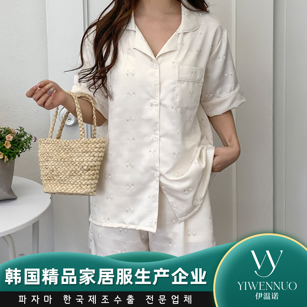 Pijamas ropa para el hogar de las mujeres Algodón puro verano corto ropa para el hogar Clase un traje de algodón puro collar simple traje de dos piezas