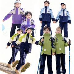 儿童冲锋衣校服秋冬季加绒加厚三件套中小学生班服幼儿园园服套装