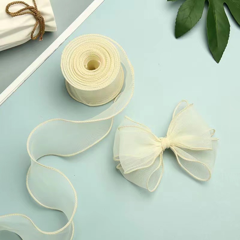 4cm雪纱婚礼彩带鱼尾纱 DIY韩版涤纶织带蝴蝶结丝带厂家直供详情图17