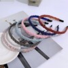 Woven fashionable headband with beads with pigtail from pearl, hair accessory, Korean style, new collection