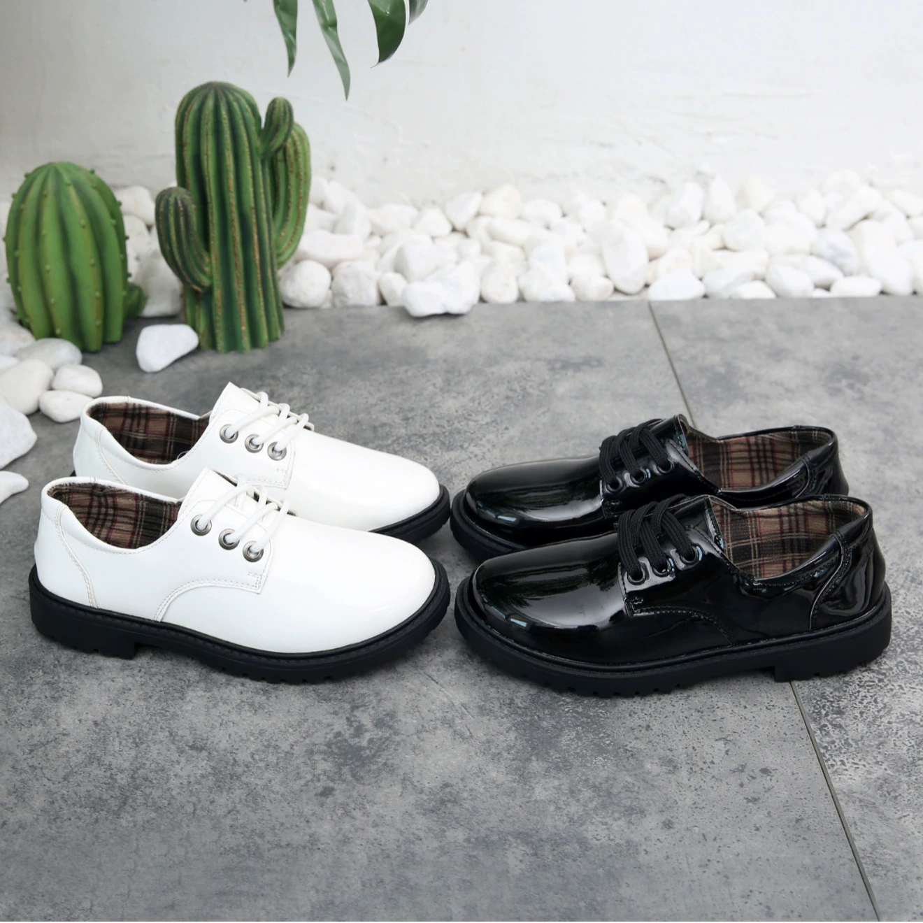 Мужская кожаная обувь Детская обувь, завязанная шнурками, застежка черная школьная ученица