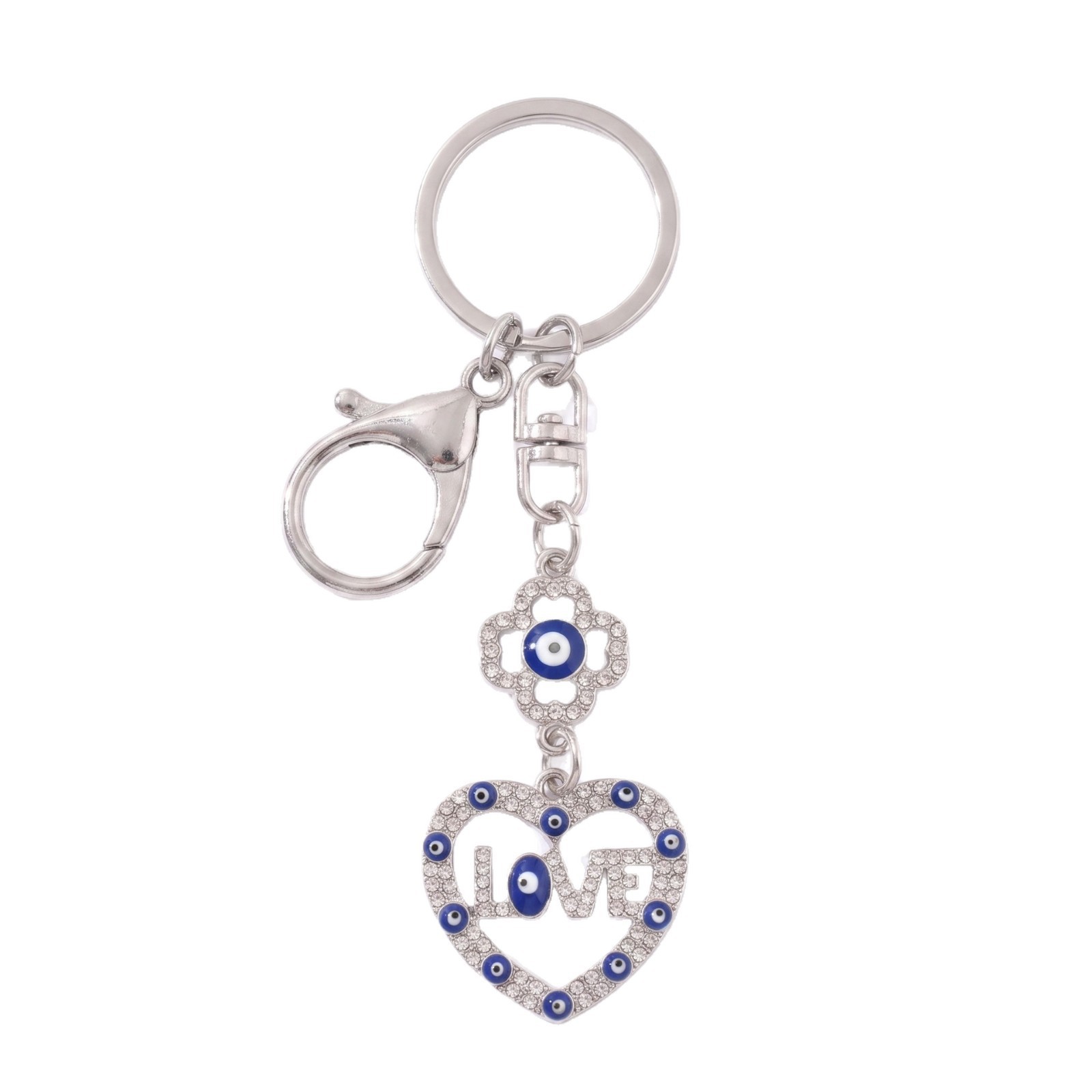 Personalidad europea y americana hueco amor pestañas joyas ojos azules ojos del diablo aleación llavero bolsos colgantes