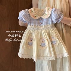 [リトルソルティレモンセブン]女の子夏のベビーガールスイートドレスホリデースタイルガールズロリータプリンセスドレストレンディ