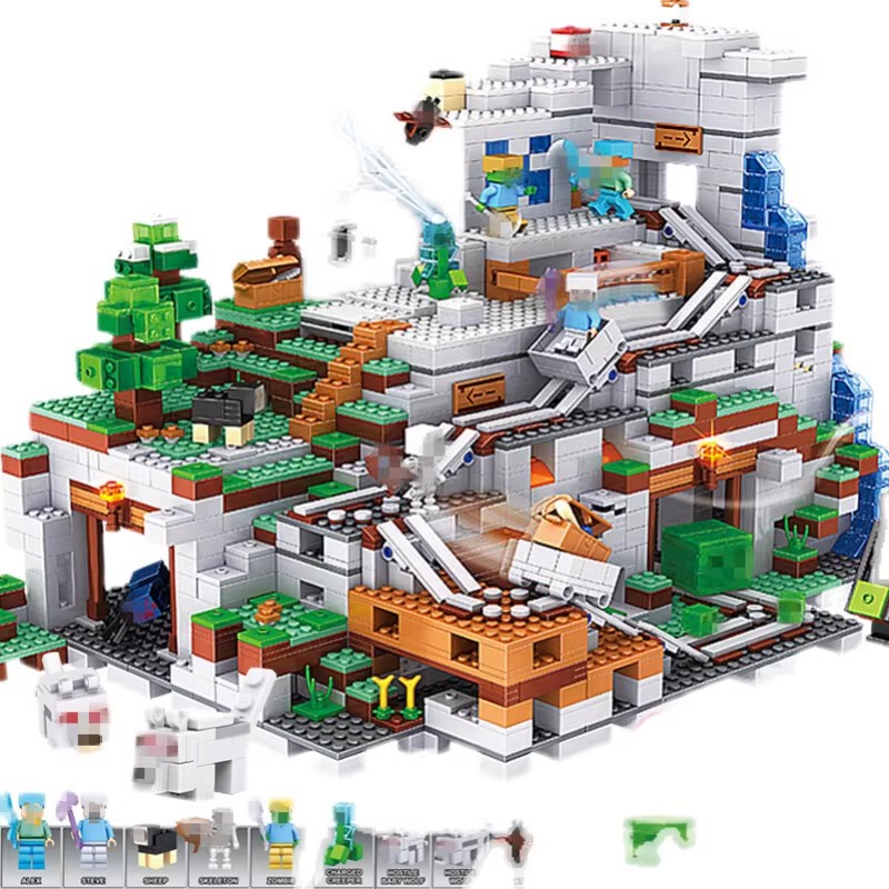 Minecraft Building Blocks for Boys and Girls, Village House Assembly Toys, Educational Children's Toys, Mechanism Cave Gifts
