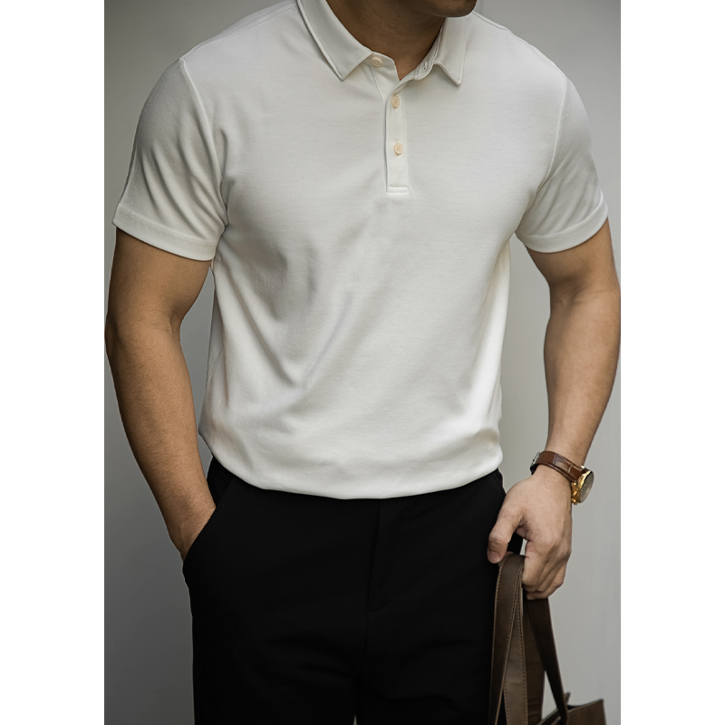 Men's Clothing Plus Size Men's Shirt Style Short Sleeved V Neck Business Collar Cable Knit T-Shirt For Formal & Casual_voghion.com
