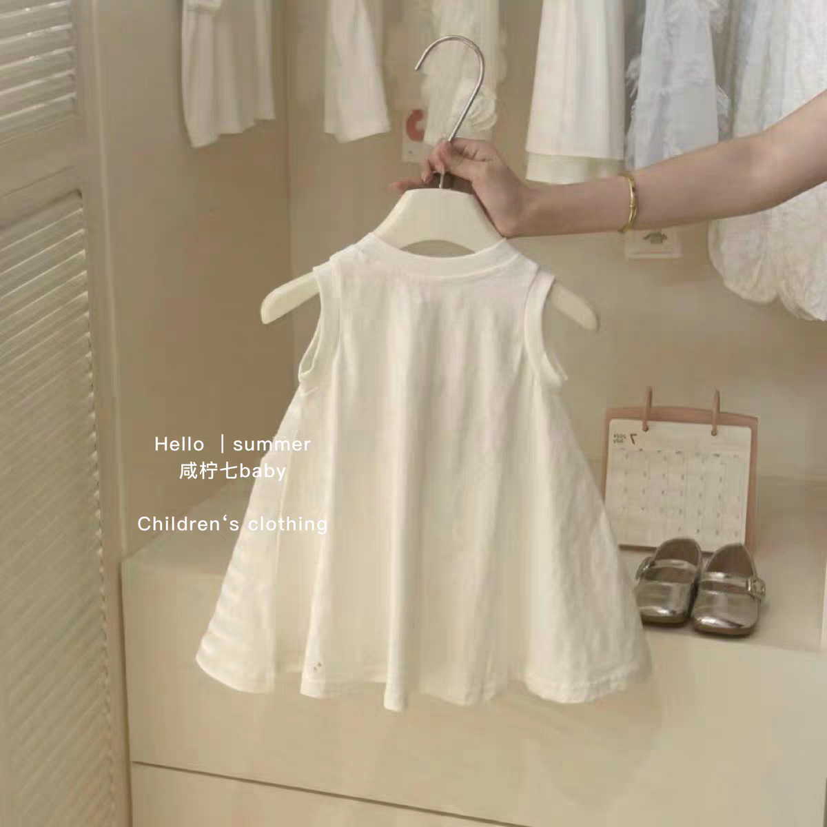 Baby Jardín de infantes lindos dibujos animados sin mangas chaleco vestido de niñas verano nueva camiseta camiseta