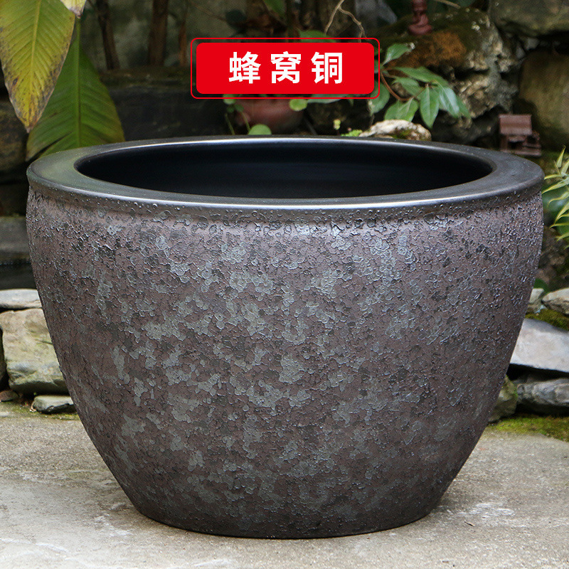 古法生态土陶瓷养金鱼缸荷花睡莲池老旧式阳台室户外庭院大号水缸|undefined