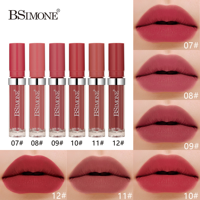 Excluido transfronterizo para la venta caliente de Europa y América, lápiz labial mate mate, esmalte de labios, taza hidratante e impermeable, esmalte de labios que no se desvanece al por mayor