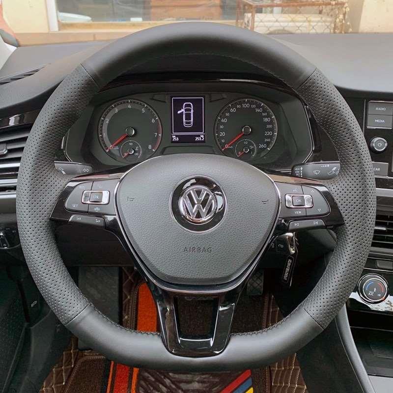 Volkswagen Lavida Steering Wheel Cover Leather Hand-stitched Tuguan L Tuyue Santana Sagitar Lingdu Magotan Tanyue Baolai