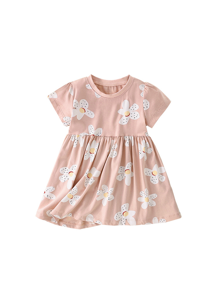 Malwee vestido de los niños de verano nuevo europeo y americano de los niños casual cuello redondo lindo manga corta princesa vestido occidental