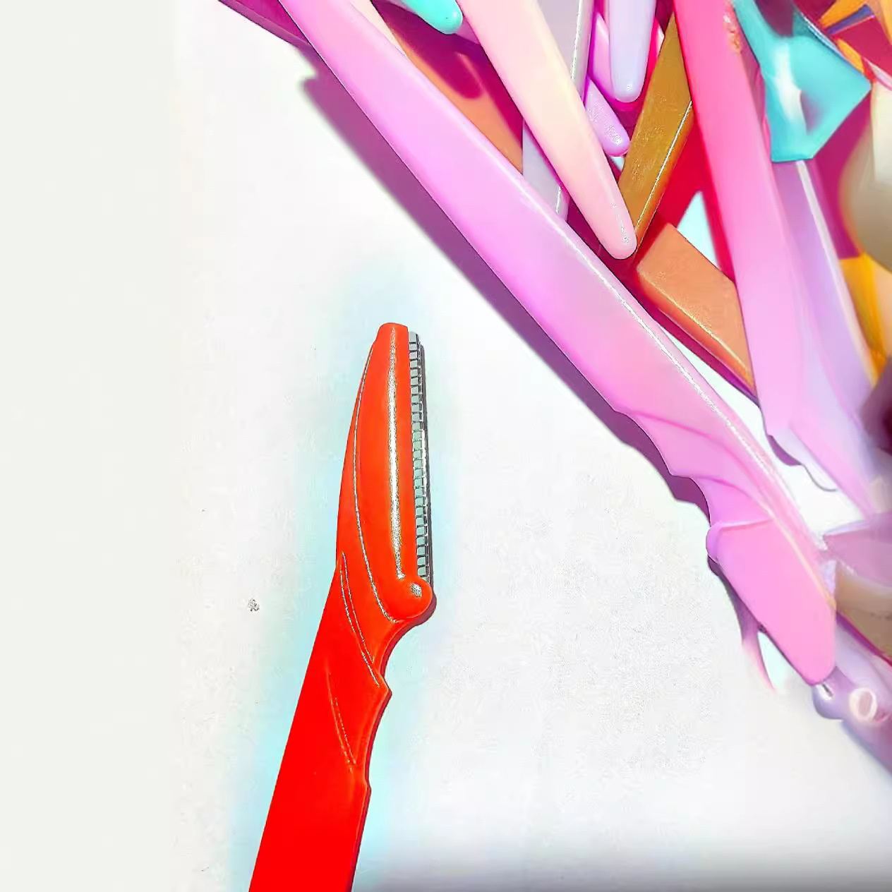 7 cuchillo de cejas de color cuchillo de cejas herramientas de belleza simple cuchillo de cejas raspador de mango recto fábrica portátil al por mayor