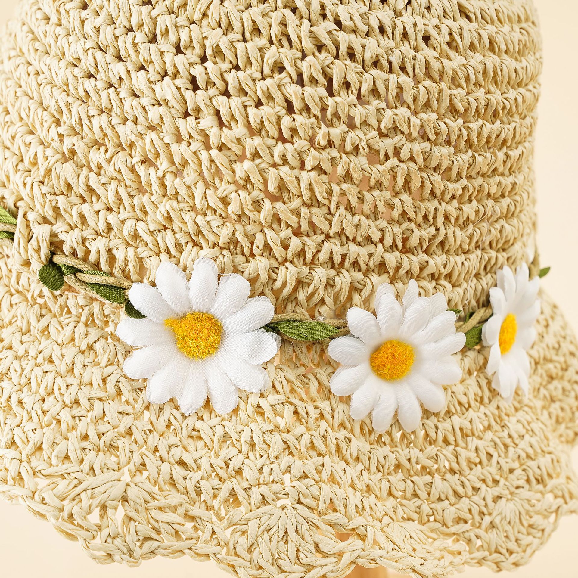 Sombrero de paja para niños sombrero de sol tejido sombrero de las niñas sombrero de Sol de protección solar de primavera y verano