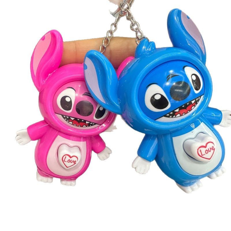Stitch, muñeca que cambia la cara, llavero, juguete creativo, presión automática, muñeca que cambia la cara, decoración de la mano, colgante de emoji
