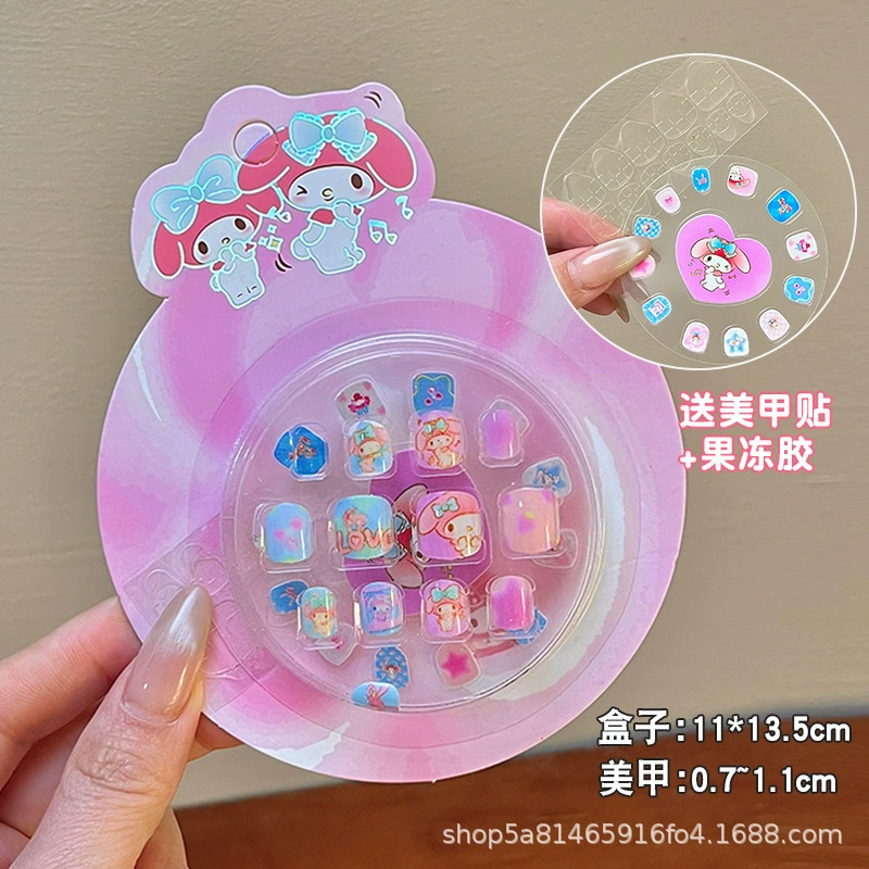 Sanrio, детские 3D-наклейки для ногтей, милые съемные мультяшные искусственные ногти