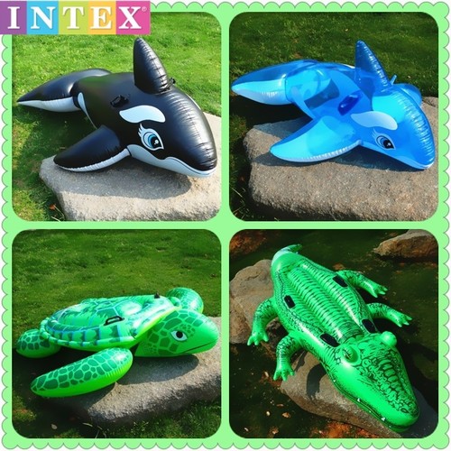 INTEX Kids Water Float Ride Toys Shark Whale Crocodile Unicorn Dolphin Lobster Adult Swim Ring