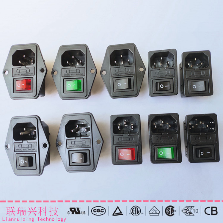 RLEIL插座RL10-1F三合一卡式插座1.0 1.5 2.0红灯绿灯2脚4脚开关