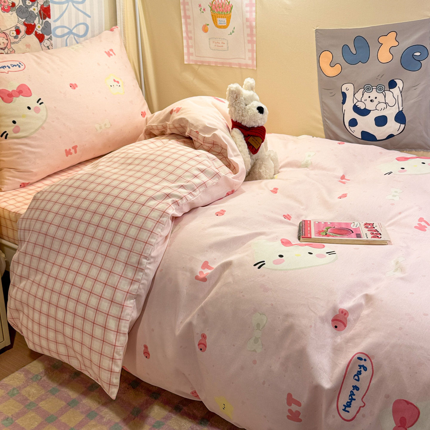 Ropa de cama de tres piezas para dormitorio de estudiantes de algodón puro 100% algodón, ropa de cama para dormitorio individual y doble, juego de cuatro piezas