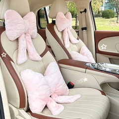 青い雨のオリジナルのぬいぐるみの車のヘッドレストの腰はかわいい蝶結びで、首の枕を保護します。