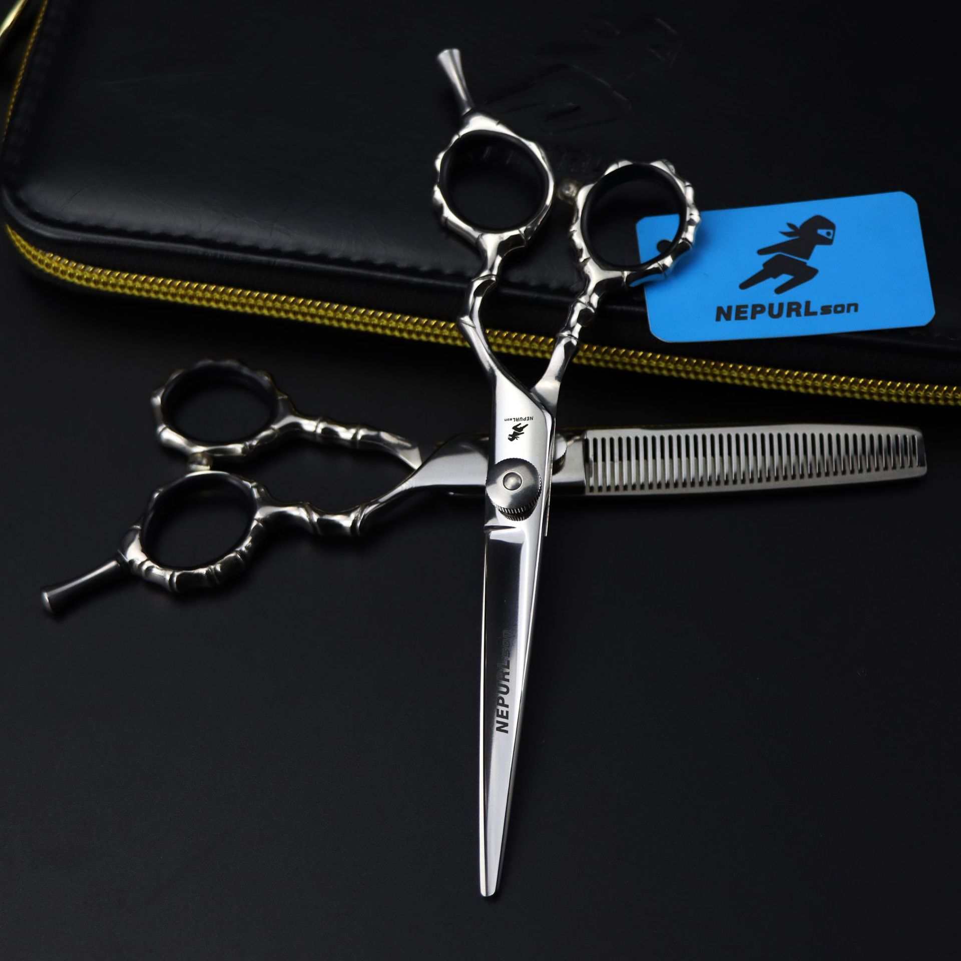 6.0寸 竹节 美发剪刀 理发剪 平剪 刘海剪 打薄剪 40齿牙剪