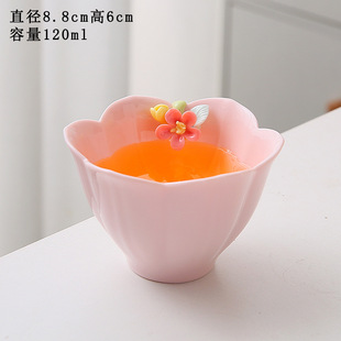 Pink tea tasting cup ladies master cup hand-kneaded kung fu cup petals ceramic cup imitation ru tea set cup