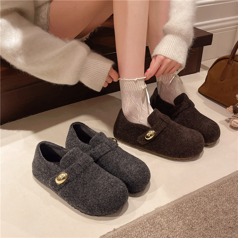 面包毛毛鞋女鞋外穿2025秋冬季新款加绒网红时尚珍珠厚底家居棉鞋