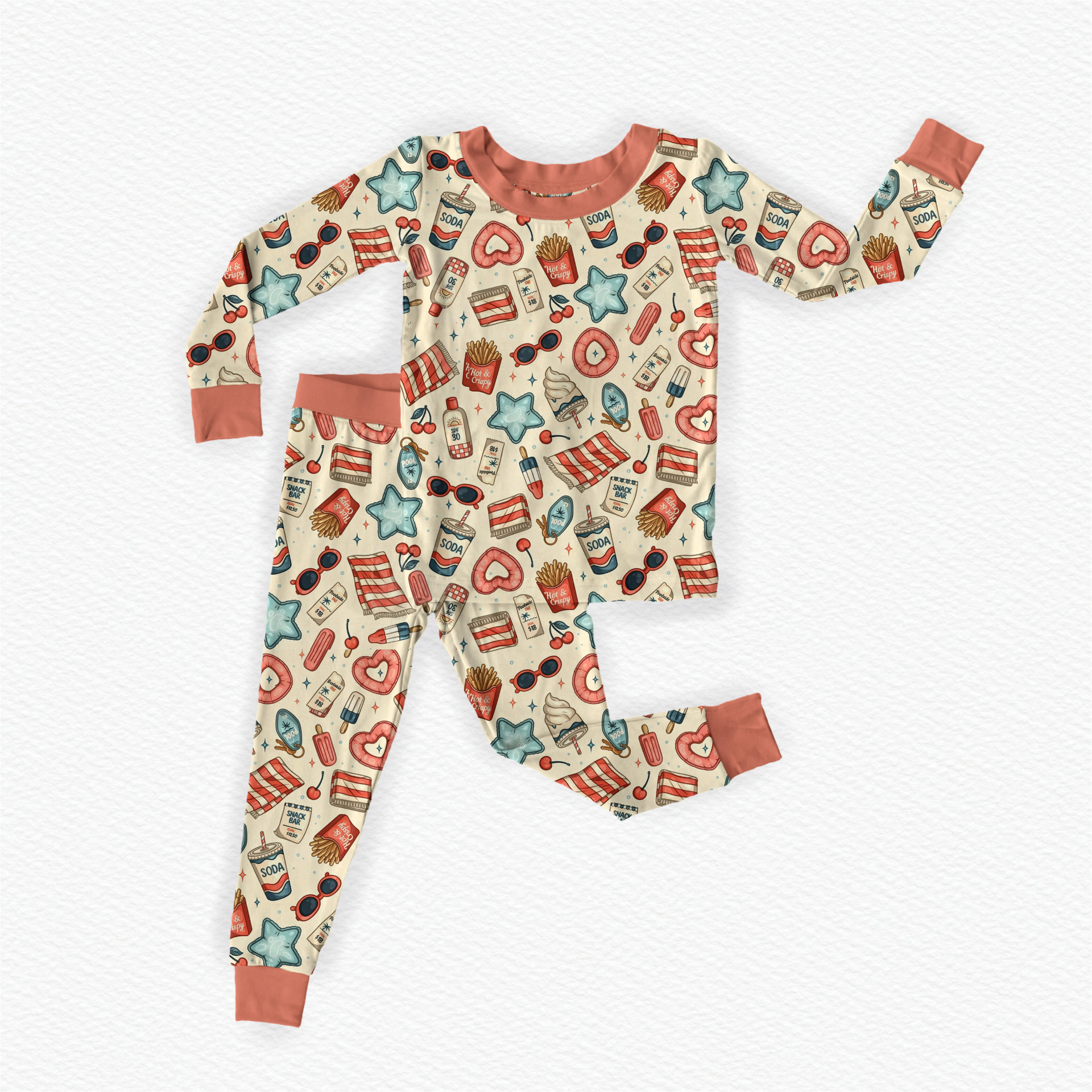 Cross-border custom bamboo fiber children's pajama set from the source factory, children's long-sleeve long-pants home wear