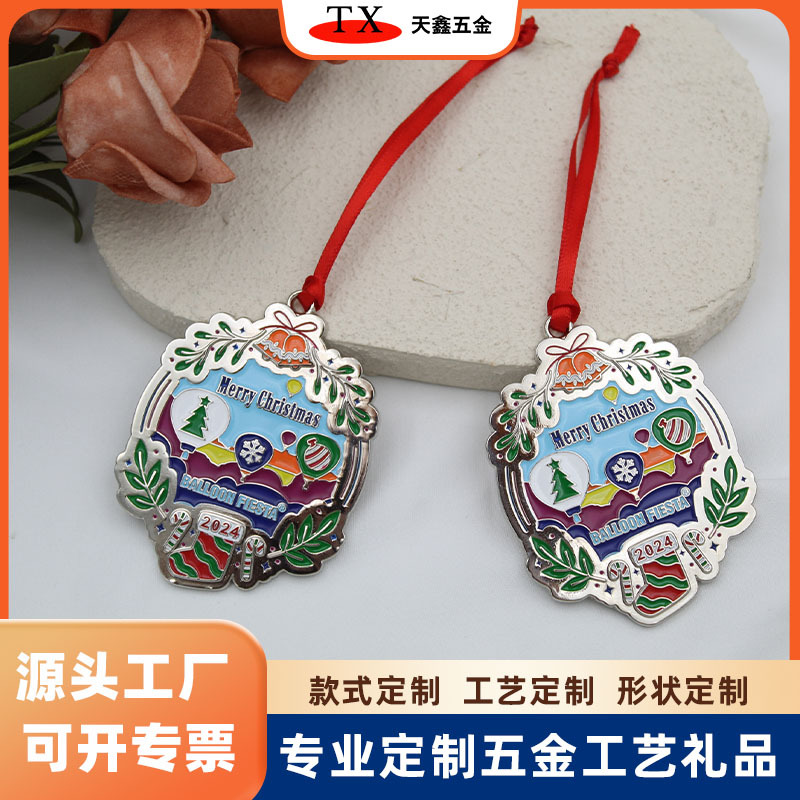 跨境欧美圣诞节装饰挂件 文艺创新圣诞树挂饰锌合金红丝挂件礼品