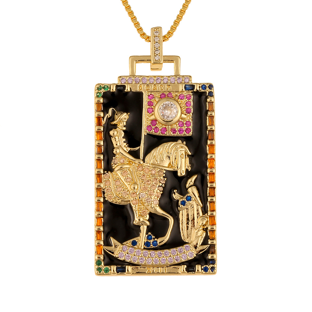 Fashion New Oil Drop Tarot Pendant Copper Zircon Necklace Wholesale Nihaojewelry display picture 12