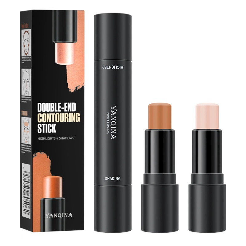 YANQINA qiqina двуглавая Глянцевая палочка трехмерная консилер для теней V-образная восстанавливающая ручка для осветления лица с естественными бликами