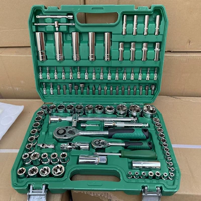 108-Piece Socket Tool Set, Socket Hardware Wrench Tool, Auto Parts and Auto Repair Multi-Purpose Tool Set (Mühərrik tənzimləmə alətləri) - sleeve-set-108-pieces-24-teeth-packaging-box-random-color