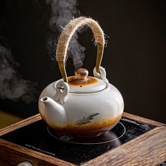 Creative grassy retro teapot household ceramic large teapot Kung Fu tea set teapot divided teapot