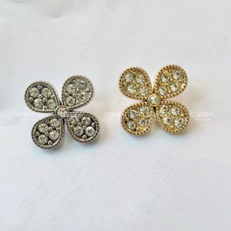 Metal knitted pin, shirt, decorations, wholesale, Chanel style, four-leaf clover