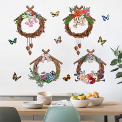 旅康CH36031AB花環掛飾跨境聖誕布置花環蝴蝶牆貼客廳臥室貼紙畫