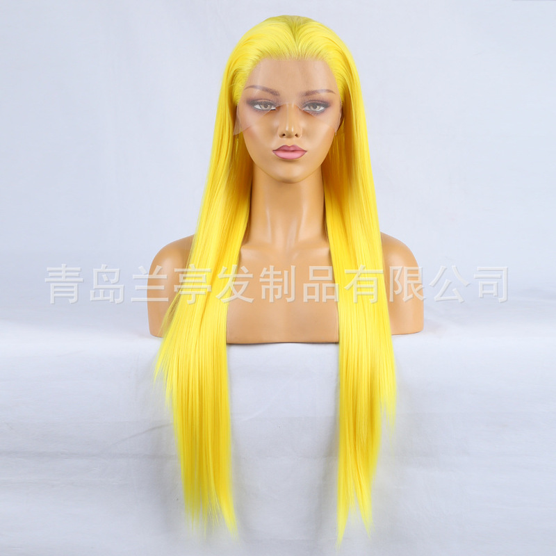 Europe and the United States best-selling domestic hand groove 13*2.5 Chemical Fiber front lace wig headgear natural hairline discount generation