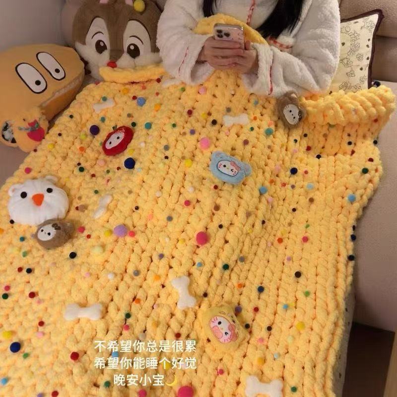 Cheese blanket handmade DIY woven blanket DIY material kit cheese blanket crochet nap blanket sofa blanket gift Cheese blanket handmade DIY woven blanket DIY material kit cheese blanket crochet nap blanket sofa blanket gift