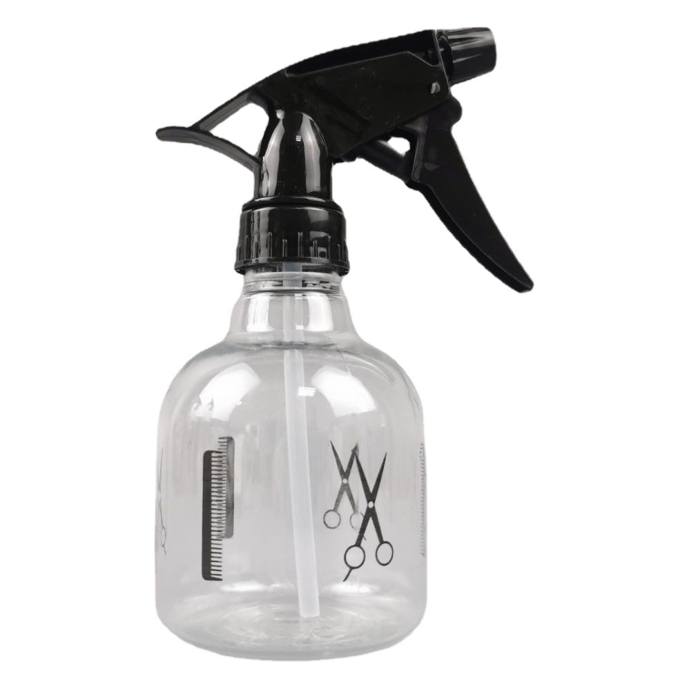 Venta al por mayor 250ml tijeras gruesas regadera de mano peluquería maquillaje niebla fina botella PET diario químico plástico sub-botella