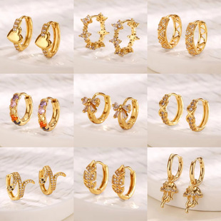 Korean Style Micro-inlaid Bow Leaf Ear Buckle Women's Sweet Ear Ring Ins Style Mori Style Niche Ear Studs Earrings Earrings