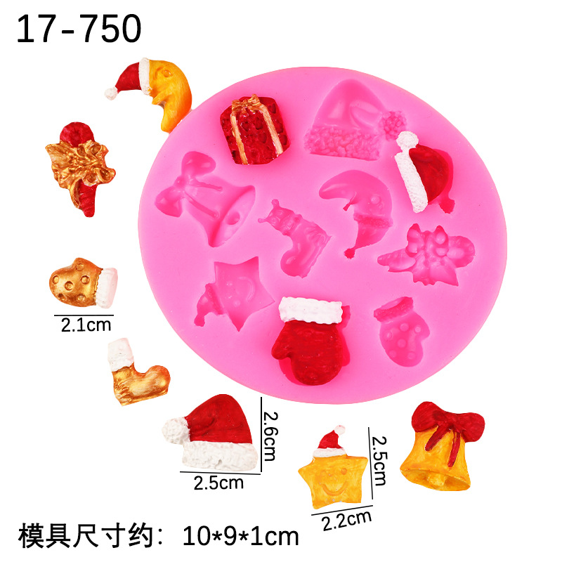 Nuevo tema de navidad molde de silicona DIY molde de fondant de chocolate para hornear decoración caja de regalo sombrero de navidad