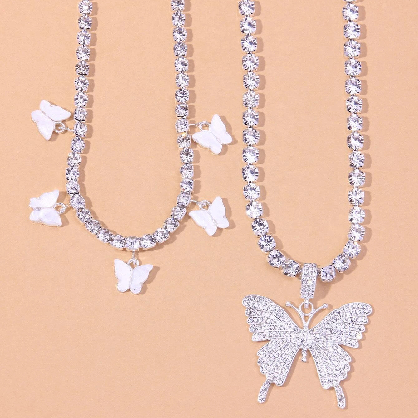 Mehrlagige Kristall-strasshalskette Für Damen Modeschmuck_voghion.com