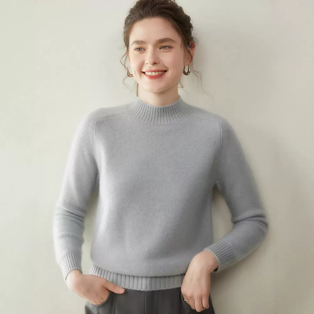 软糯舒适山羊绒衫女半高领2025秋冬新款双股加厚针织百搭打底毛衣