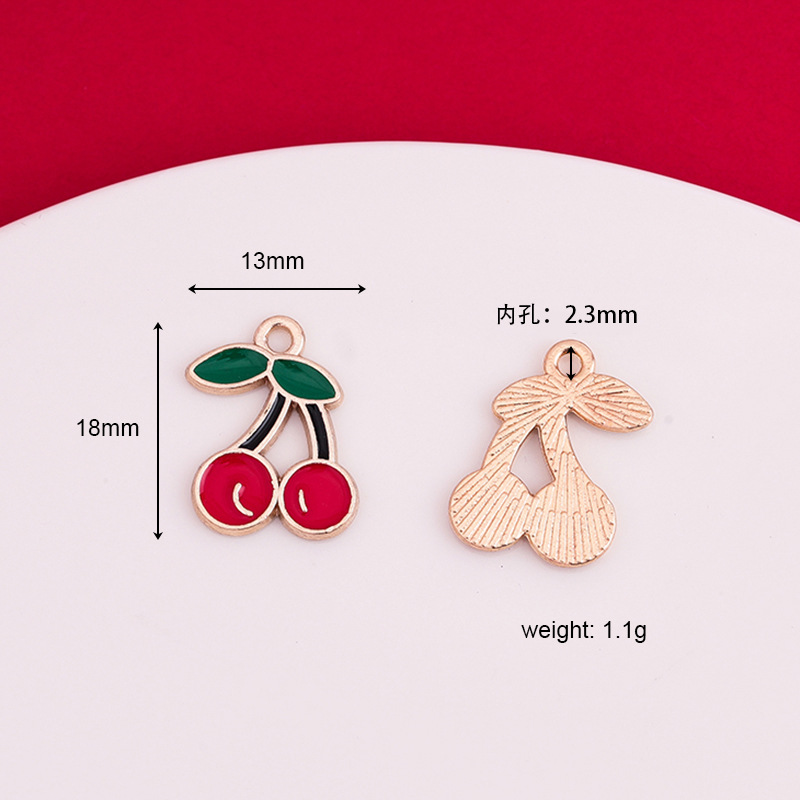 Accesorios de cereza de Manzana de Metal vegetal goteo aceite aleación llavero fruta pendientes pulsera pequeño colgante