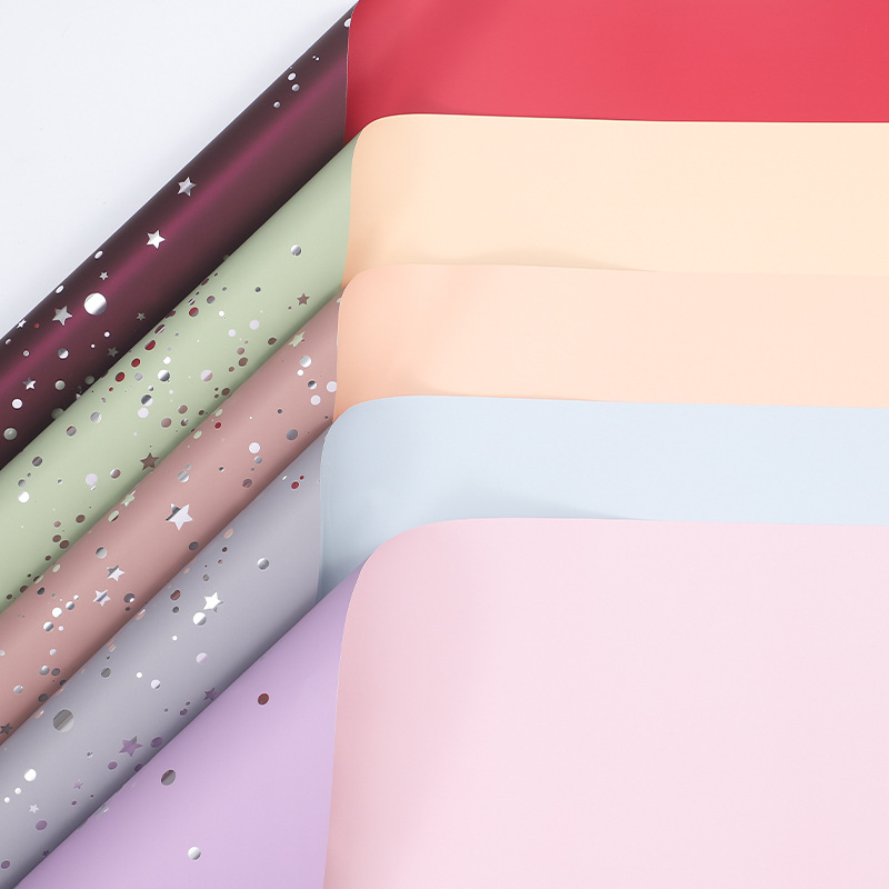 Papel de embalaje ins estilo brillante cielo estrellado papel de embalaje simple material de embalaje de regalo avanzado papel impermeable grueso de dos colores