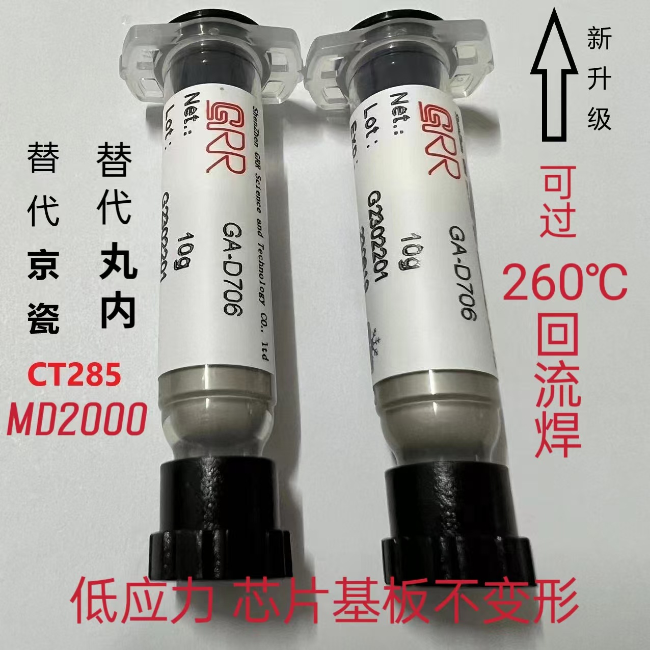 可过260℃回流焊取代京瓷CT285丸内MD2000银胶大功率光电封装LED|ru