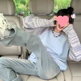 慵懒风卫衣插肩袖拼接好看秋冬毛衣女2025美式高级感超感新款设计
