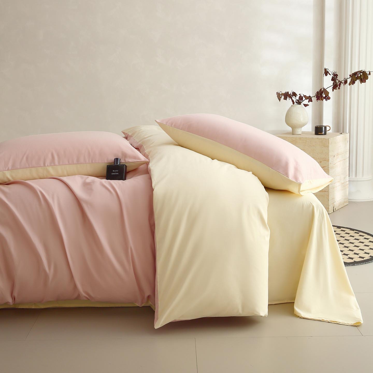 100% algodón conjunto de cuatro piezas 60 algodón de lana larga de color sólido dobles de algodón grueso cama dormitorio de estudiantes tres piezas conjunto simple