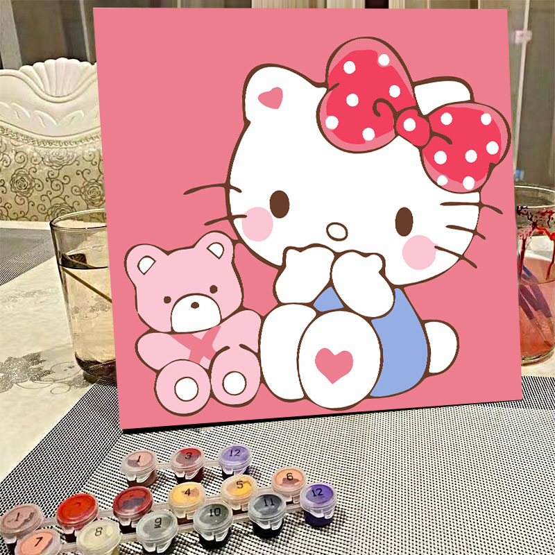 デジタル油絵diyの塗り絵の子供は漫画のアニメを埋めて色を塗ります。|undefined