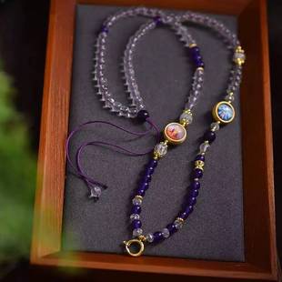 Minimalist Geometric Beaded Necklace Amethyst Jewelry Versatile Necklace Wholesale Vintage Collarbone Chain Women's Necklace
