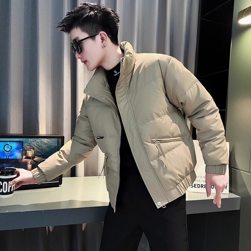 가을과 겨울 조수 브랜드 트렌드면 패딩 재킷 남성용 캐주얼 러피 잘 생긴 기모 두껍게 된면 코트 2024 새로운면 코트